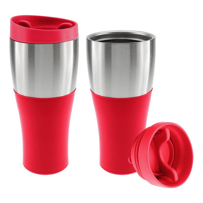 Mug Plástico Con Banda De Acero Inoxidable 470 Cc.
