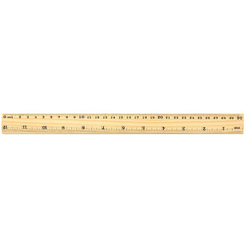 Regla de Madera Natural 30 cm / 12 Pulgadas Milimetrada | Pack x50 y x100
