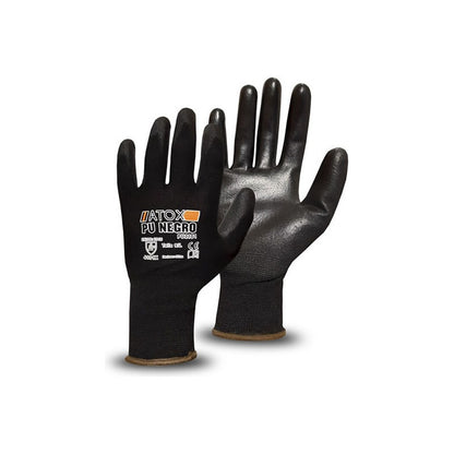 Guantes De Trabajo Pu Negro Certificado Pack 12 Pares
