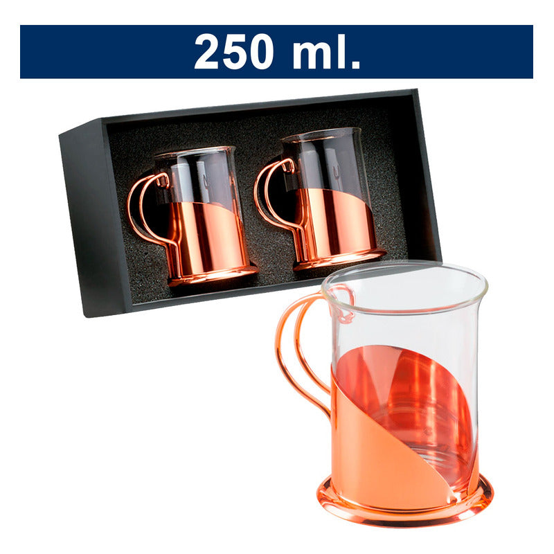 Set De 2 Tazas Para Café Enconbrizadas 250ml