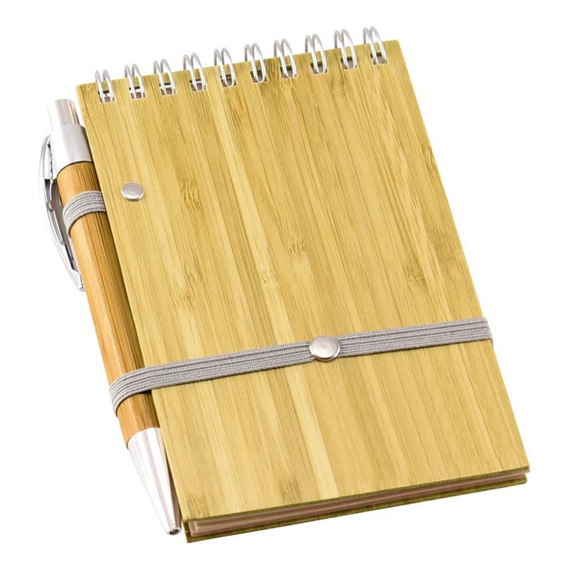 Libreta Ecológica de Bambú 9x14 cm con Bolígrafo | Tapa Dura y Papel Kraft