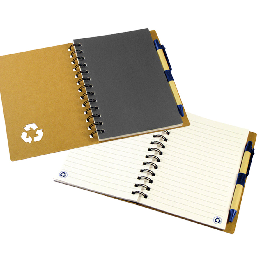 Libreta Ecológica Tapa Dura 13x18 cm con Bolígrafo | Cartón Reciclado 650g
