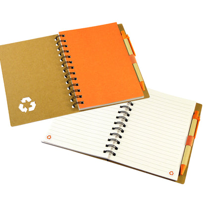 Libreta Ecológica Tapa Dura 13x18 cm con Bolígrafo | Cartón Reciclado 650g
