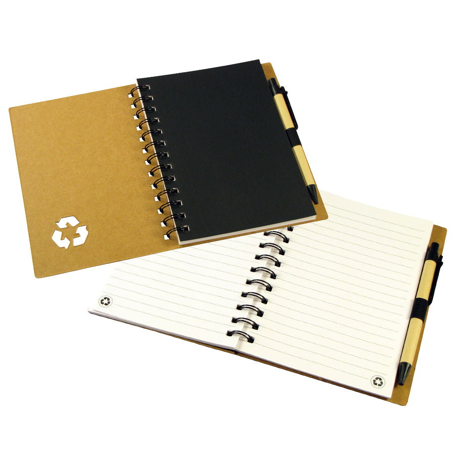 Libreta Ecológica Tapa Dura 13x18 cm con Bolígrafo | Cartón Reciclado 650g