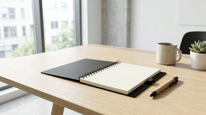 Libreta Ecológica Negra de Bolsillo 9x14 cm con Bolígrafo | Hojas Blancas Croquera