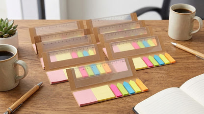Set Ecológico Organizador 12cm: Regla y Notas Adhesivas Flúor | Pack x10
